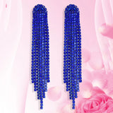 Green Rhinestone Tassel Drop Earrings for Women