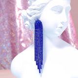 Green Rhinestone Tassel Drop Earrings for Women