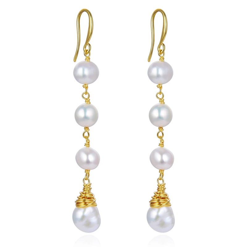 Long Tassel Pearl Drop Earrings for Women Gift
