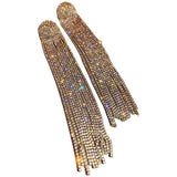 Long Tassel Rhinestone Earrings Crystal Dangle Jewelry