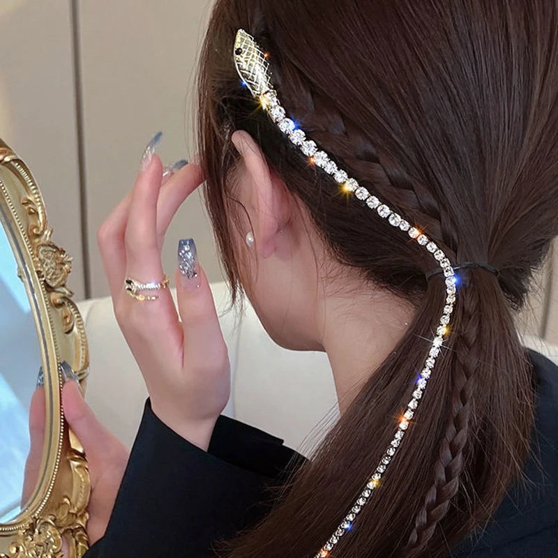 Tassel Rhinestone Snake Hair Band Crystal Headdress Bride Wedding Accessory