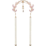 Tassel Headbands Simulated Pearl Leaf Tiara Hairband