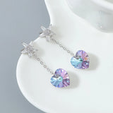 Tassel Heart Drop Earrings Austrian Crystal Pendientes