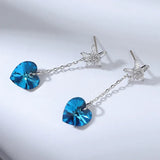 Tassel Heart Drop Earrings Austrian Crystal Pendientes