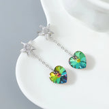 Tassel Heart Drop Earrings Austrian Crystal Pendientes