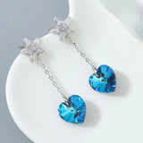 Tassel Heart Drop Earrings Austrian Crystal Pendientes