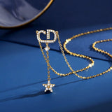 925 Silver Tassel Necklace Letter Star Pendant Women's Chain