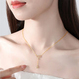 925 Silver Tassel Necklace Letter Star Pendant Women's Chain