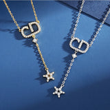 925 Silver Tassel Necklace Letter Star Pendant Women's Chain