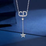 925 Silver Tassel Necklace Letter Star Pendant Women's Chain