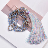 Long Tassel Necklace Natural Crystal Beaded Pendant Necklace