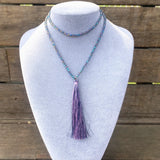 Long Tassel Necklace Natural Crystal Beaded Pendant Necklace