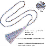 Long Tassel Necklace Natural Crystal Beaded Pendant Necklace