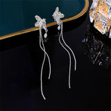 Long Tassel Pearl Ear Clip Earrings Silver Non Pierced Cuff Jewelry