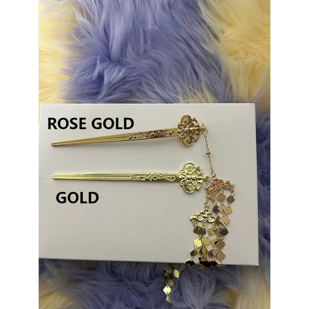 Long Tassel Ethnic Hairpin Vintage Metal Hair Sticks