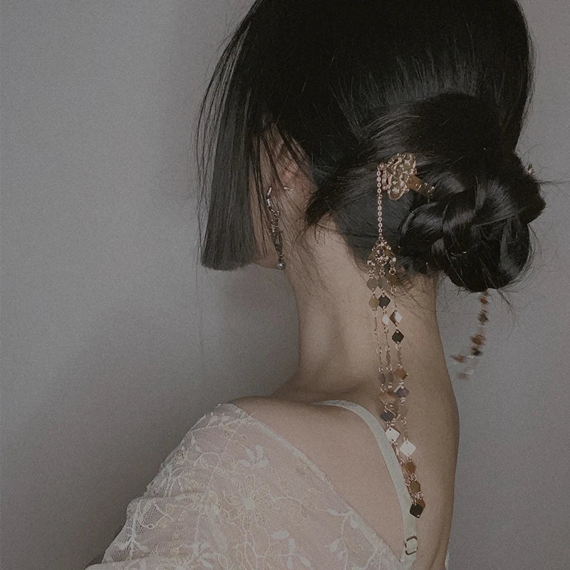 Long Tassel Ethnic Hairpin Vintage Metal Hair Sticks