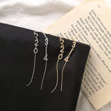 Long Tassel Threader Stud Earrings Silver Letters 5201314 Shaped Ear E