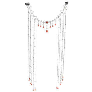 Long Tassels Flower Hairbands Antique Fanfu Beads Dangle Pendants