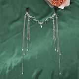 Long Tassels Flower Hairbands Antique Fanfu Beads Dangle Pendants