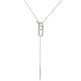 Tassels Pendant Choker Necklace Stainless Steel Collar Cubic Zirconia