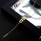 Tassels Pendant Choker Necklace Stainless Steel Collar Cubic Zirconia