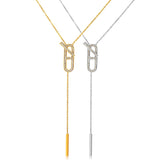 Tassels Pendant Choker Necklace Stainless Steel Collar Cubic Zirconia