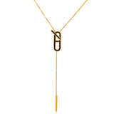 Tassels Pendant Choker Necklace Stainless Steel Collar Cubic Zirconia