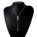 Tassels Pendant Choker Necklace Stainless Steel Collar Cubic Zirconia