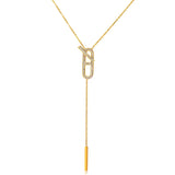 Tassels Pendant Choker Necklace Stainless Steel Collar Cubic Zirconia