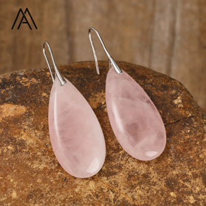 Teardrop Gemstone Earrings Silver Hook Jewelry for Women