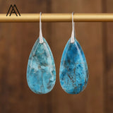 Teardrop Gemstone Earrings Silver Hook Jewelry for Women