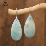 Teardrop Gemstone Earrings Silver Hook Jewelry for Women