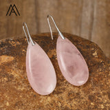 Teardrop Gemstone Earrings Silver Hook Jewelry for Women