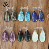 Teardrop Gemstone Earrings Silver Hook Jewelry for Women