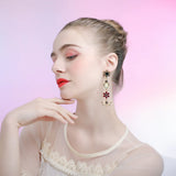 Vintage Plated Mismatch Linear Crystal Gemstone Insect Earrings