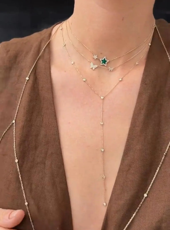 Crystal CZ Y Necklace Wedding Party Christmas Statement Chocker