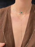 Crystal CZ Y Necklace Wedding Party Christmas Statement Chocker