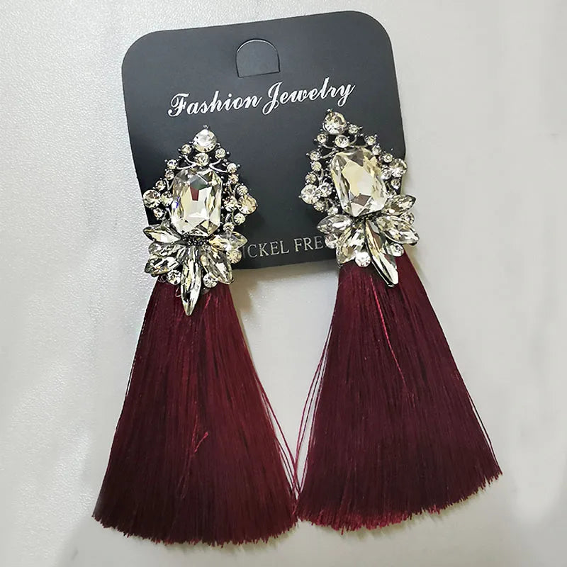 Long Yellow Tassel Earrings Vintage Flower Stud Earrings