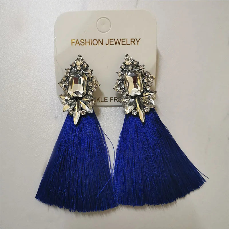 Long Yellow Tassel Earrings Vintage Flower Stud Earrings