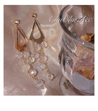 Crystal Tassel Earrings Women's Retro Silver Needle Ear Accessories