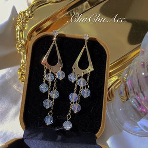 Crystal Tassel Earrings Women's Retro Silver Needle Ear Accessories