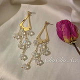 Crystal Tassel Earrings Women's Retro Silver Needle Ear Accessories