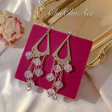 Crystal Tassel Earrings Women's Retro Silver Needle Ear Accessories