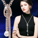 Crystal Pendant Necklace Sweater Chain Korean Jewelry