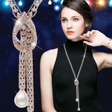 Crystal Pendant Necklace Sweater Chain Korean Jewelry