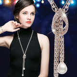 Crystal Pendant Necklace Sweater Chain Korean Jewelry