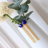 Fringed Lapis Lazuli Earrings with Ancient Craftsmanship