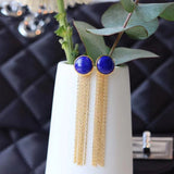 Fringed Lapis Lazuli Earrings with Ancient Craftsmanship