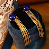 Fringed Lapis Lazuli Earrings with Ancient Craftsmanship