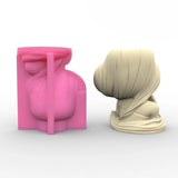 Long-haired Girl Gypsum Silicone Mold for Succulents Concrete Flower Pot Vase